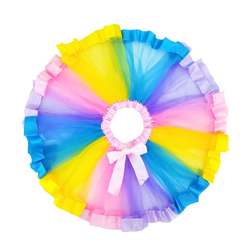 BGFKS LayeredTulle Rainbow Tutu Skirt for Newborn Baby Girls 1st Birthday Photography Outfit Sets. (Light Rainbow, 0-24 Months) - Image 2